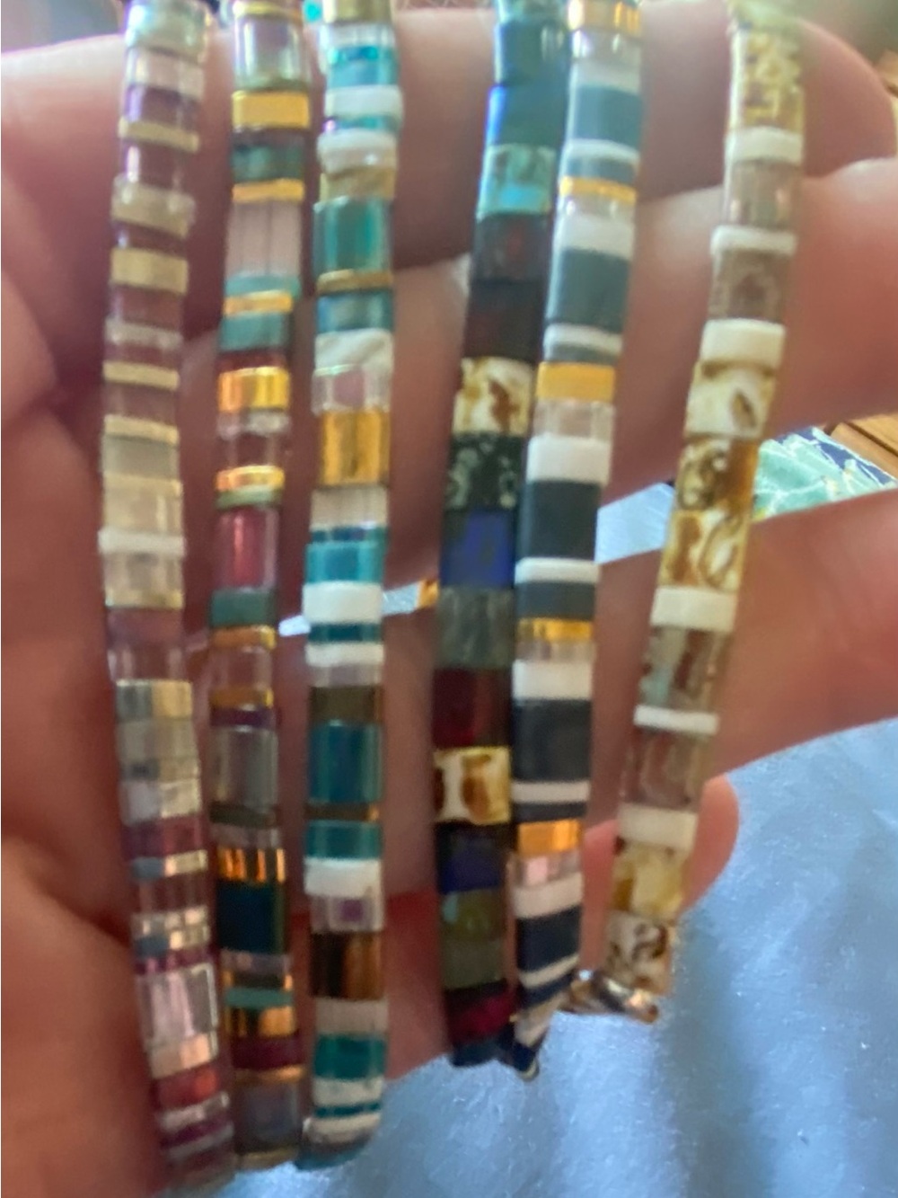 Tila Bead Stretch Bracelets Multicolor Glass